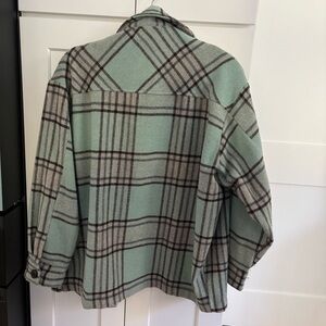 Plaid Women's shacket in Green and Gray